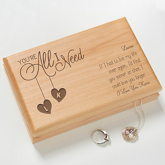 Alternate image 1 for You're All I Need Engraved Wood Jewelry Box