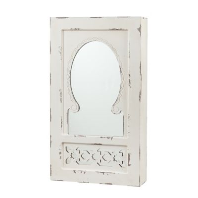Southern Enterprises Gilmore Wall Mount, White Jewelry Cabinet Mirror