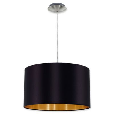 EGLO Maserlo 1-Light Pendant with Drum Shade in Black