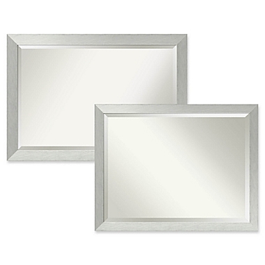 Amanti Art Bathroom Mirror in Brushed Sterling Silver. View a larger version of this product image.