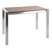 LumiSource&reg; Fuji Stainless Steel and Wood Counter Table in Walnut