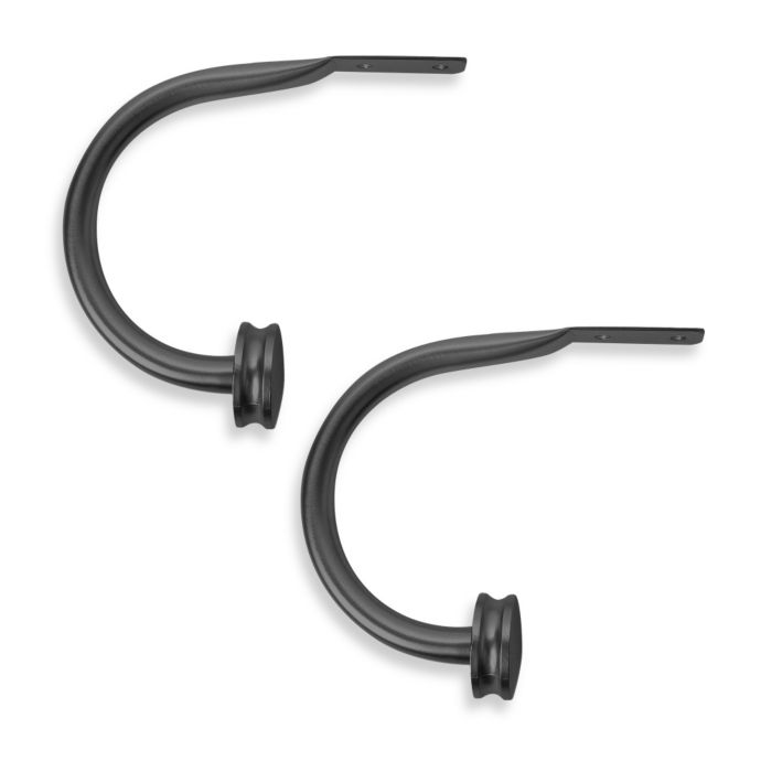 Cambria Premier Complete Drapery Holdbacks In Satin Black Set Of