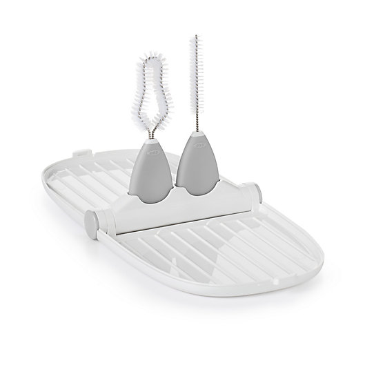 Alternate image 1 for OXO Tot® Breast Pump Parts Drying Rack with Brushes in Grey