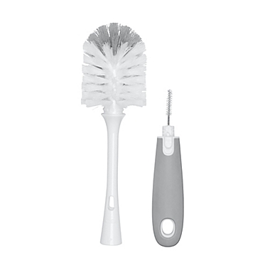 Gray Oxo Tot Bottle Brush With Nipple Cleaner And Stand 