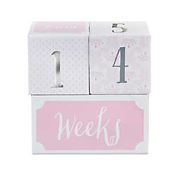Baby Aspen 3-Piece My First Milestone Princess Age Block Set in Pink/White