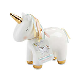 Baby Aspen Ceramic Unicorn Bank in Gold/White