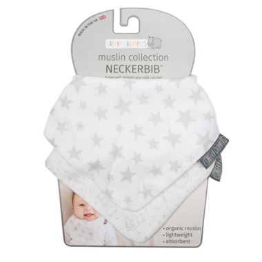 Cheeky Chompers&reg; Neckerbib&reg; 2-Pack Stars &amp; Hippo Bibs in White/Grey. View a larger version of this product image.