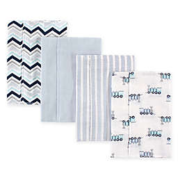 BabyVision® Luvable Friends® 4-Pack Flannel Burp Cloths in Blue Train