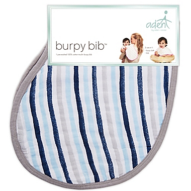 aden + anais&trade; essentials Denim Wash Burpy Bib in Grey. View a larger version of this product image.