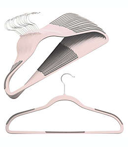 Ganchos de plástico ORG™Slim Grips™ color rosa, Set de 16