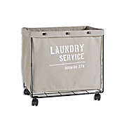 Danya B. Army Canvas Laundry Hamper on Wheels in Grey