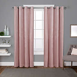Velvet 108-Inch Grommet Top Window Curtain Panels in Blush (Set of 2)