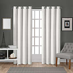 Velvet 108-Inch Grommet Top Window Curtain Panels in White (Set of 2)