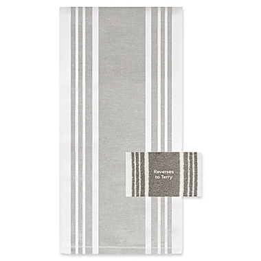 All-Clad Striped Dual Kitchen Towel in Titanium. View a larger version of this product image.