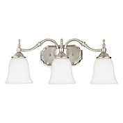 Quoizel&reg; Tritan 3-Light Wall-Mount Light Fixture in Brushed Nickel with Glass Shades