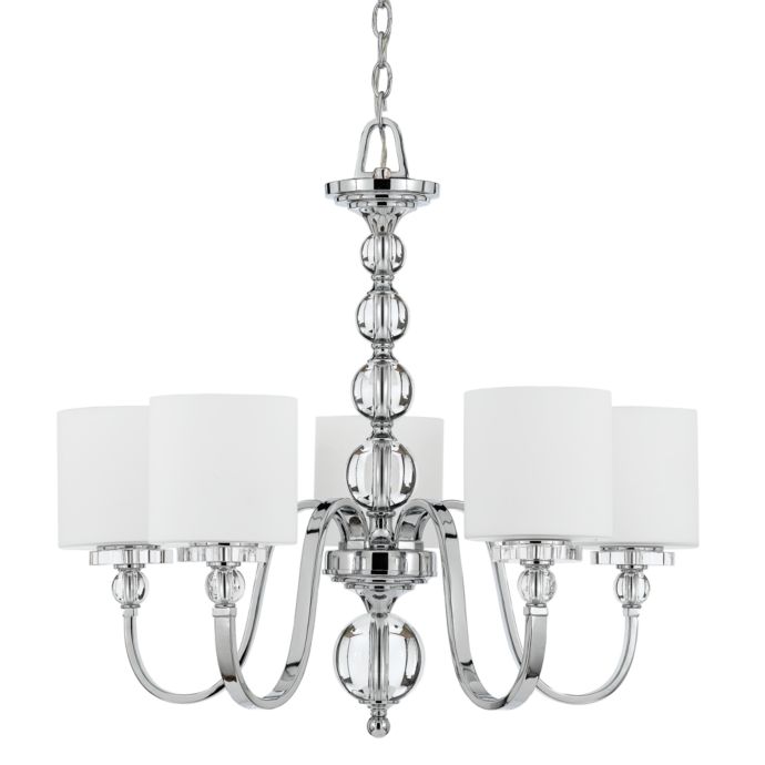 Quoizel® Downtown 5-Light Ceiling-Mount Chandelier in Chrome with Linen