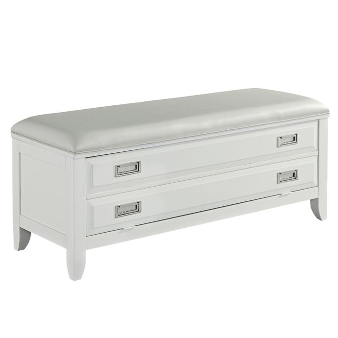 Home Styles Newport Upholstered Storage Bench In White