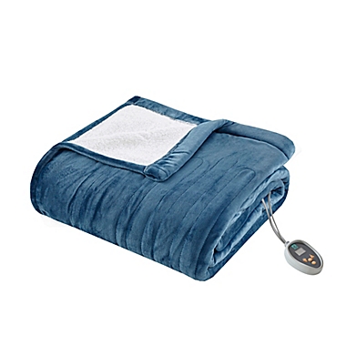True North by Sleep Philosophy Ultra Soft Heated Full Blanket in Blue. View a larger version of this product image.