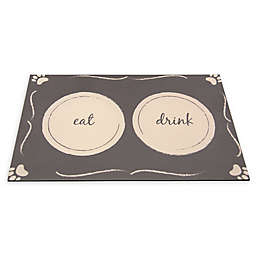"Eat" and "Drink" 12" x 18" Pet Feeding Mat in Grey