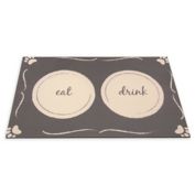 "Eat" and "Drink" 12" x 18" Pet Feeding Mat in Grey