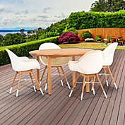 Amazonia Charlotte 5-Piece Round Outdoor Dining Set in Brown/White