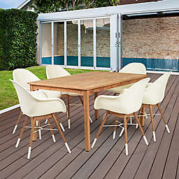 Amazonia Charlotte 7-Piece Outdoor Dining Set in Brown/White