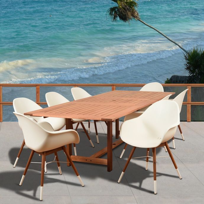 Amazonia Charlotte 9 Piece Extendable Outdoor Dining Set In Brown