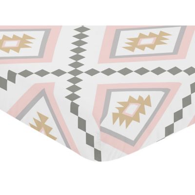 Sweet Jojo Designs Aztec Fitted Crib Sheet in Pink/Grey