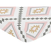 Sweet Jojo Designs Aztec Fitted Crib Sheet in Pink/Grey