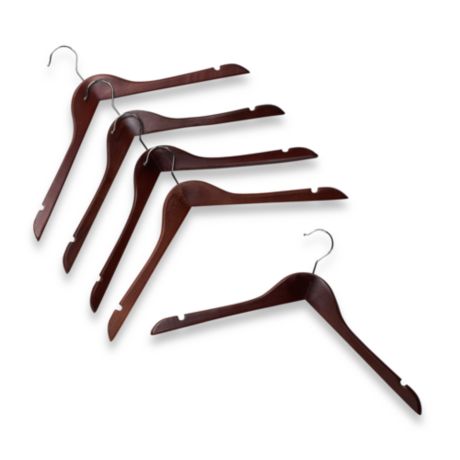 17-Inch Wood Shirt Hangers in Brown (Set of 5)