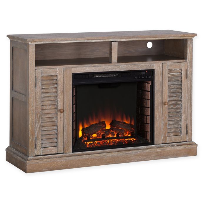 Southern Enterprises Antebellum Media Stand Electric Fireplace With Storage In Oak Bed Bath Beyond