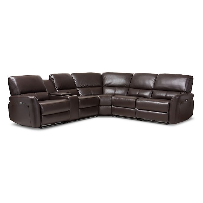 Amaris 5 Piece Leather Reclining, Black Leather Sectional Sofa With Recliner