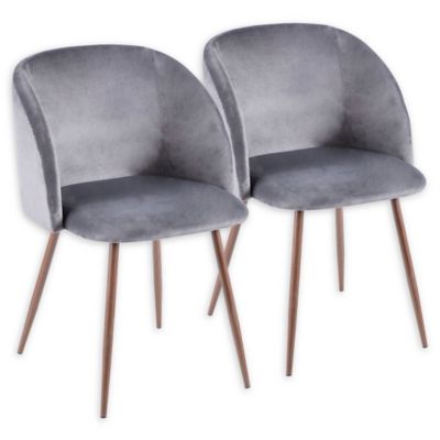 LumiSource&reg; Luna Velvet Dining Chairs in Grey/Walnut (Set of 2)