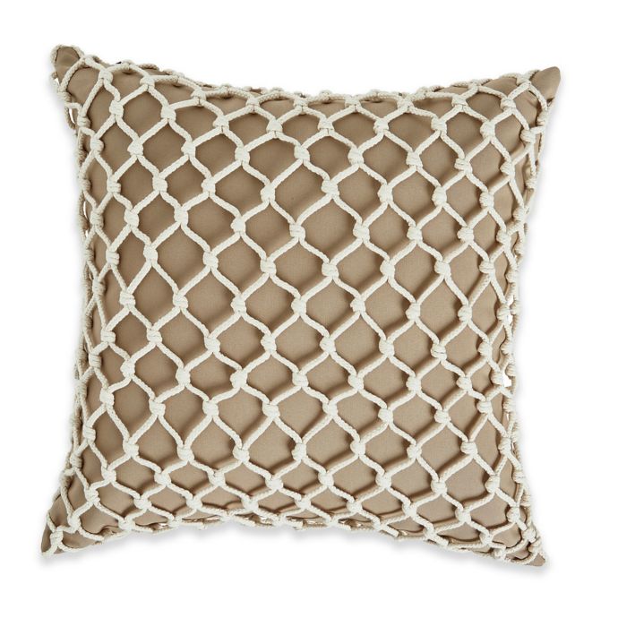 Destination Summer Knotted Rope Square Outdoor Throw Pillow in Sand