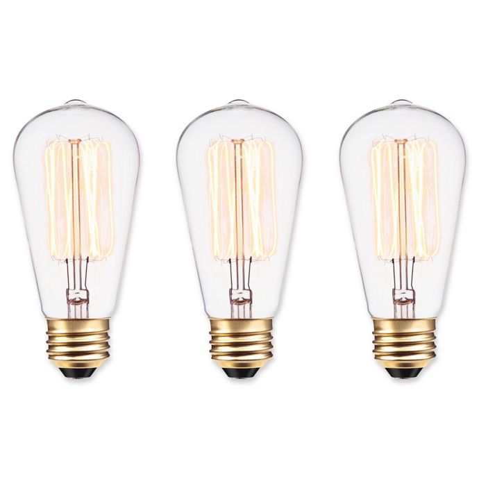 Globe Electric 3Pack Vintage Edison 60Watt E26 Bulb Bed Bath and