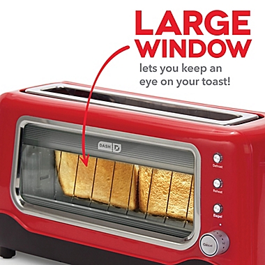 Dash&reg; Clear View 2-Slice Toaster in Red. View a larger version of this product image.