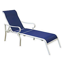 Never Rust Summerwinds Aluminum Sling Chaise Lounge in Blue/White