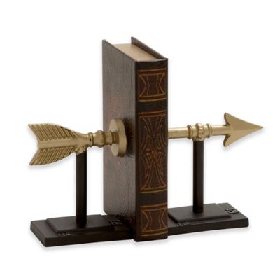 Set 2 Golden Orb w/Arrows Bookends Book ends Bedroom Office Shelf Decor 17x22cm 