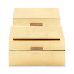 Ridge Road Décor 2-Piece Metallic Finish Wood Box Set in Gold