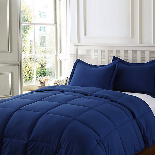 Alternate image 1 for Clean Living Stain and Water Resistant 3-Piece Full/Queen Comforter Set in Navy