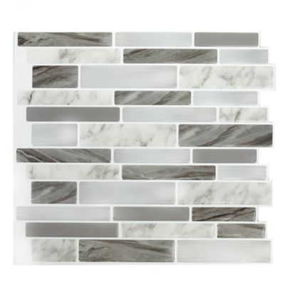 Peel & Impress 4-Pack Oblong Marble Peel and Stick Wall Tiles in Soft Grey image