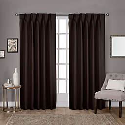 Sateen Pinch Pleat 108-Inch Back Tab Room Darkening Curtain Panels in Espresso (Set of 2)