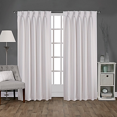 Sateen 108-Inch Pinch Pleat Back Tab Room Darkening Curtain Panels in Vanilla (Set of 2). View a larger version of this product image.