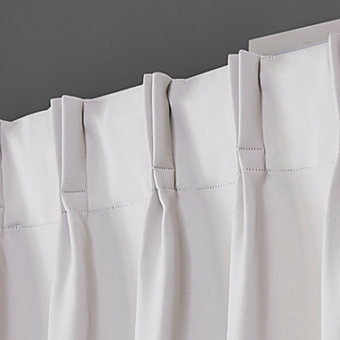 Sateen 108-Inch Pinch Pleat Back Tab Room Darkening Curtain Panels in Vanilla (Set of 2). View a larger version of this product image.