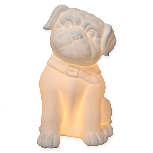 Simple Designs Porcelain Puppy Dog, Pug Dog Table Lamp