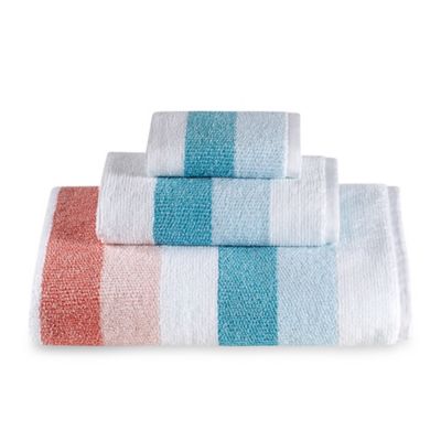 coral and blue towels