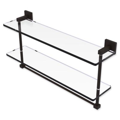 Allied Brass Montero 22-Inch Double Glass Shelf with Integrated Towel Bar in Oil Rubbed Bronze