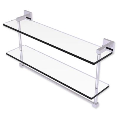 Allied Brass Montero Collection 22-Inch Double Glass Shelf with Towel Bar in Polished Chrome