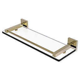 Allied Brass Montero Collection 16-Inch Glass Shelf with Gallery Rail in Unlacquered Brass