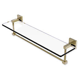 Allied Brass Montero Collection 22-Inch Glass Shelf with Integrated Towel Bar in Unlacquered Brass